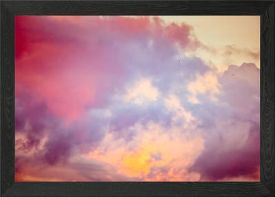 Bunte Abendwolken gerahmtes Wandbild Poster Leinwanddruck Bild