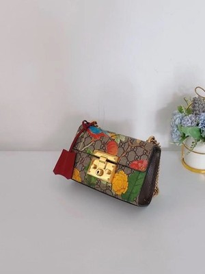 Gucci Padlock Small Shoulder Bag Tian Print GG Canvas Gold