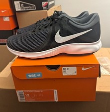 Nike Revolution 4 Men  s Lace-Up Low Top Sneakers Black/White US 12 4E
