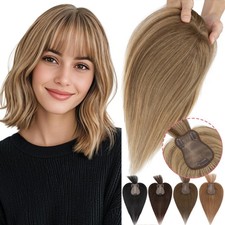 Highlight Clip in Women Lace Topper 100 Remy Human Hair Top Toupee Hairpiece US