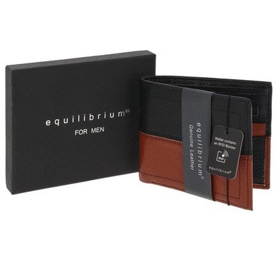 equilibrium Herren Geldbörse zweifarbig RFID Leder schwarz und hellbraun