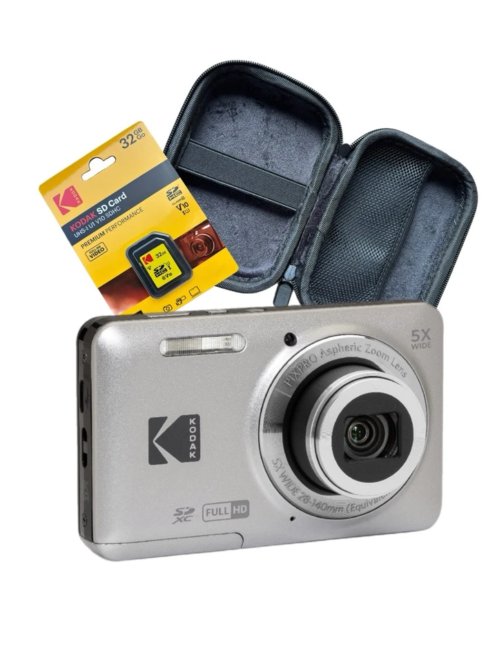 Kodak PIXPRO FZ55 16MP 5x Zoom Compact Camera Plus Case & 32GB SD Card