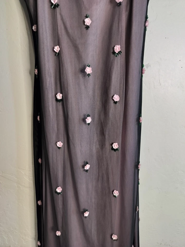 Vestido Feminino Papel Boutique Lantejoulas Rosa Rosa Preto Malha-2 Tamanho 6p Grande 46,5". - Imagem 4 de 4