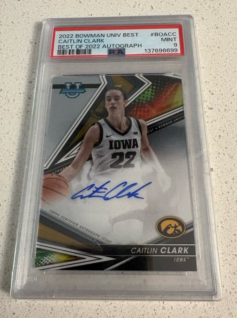 2022-23 Bowman University Best - Best of 2022 Autographs Caitlin Clark PSA 9