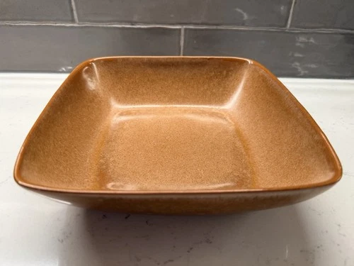 Vintage Frankoma Pottery Plainsman Brown Satin 5NS Serving Bowl Square MCM 50s