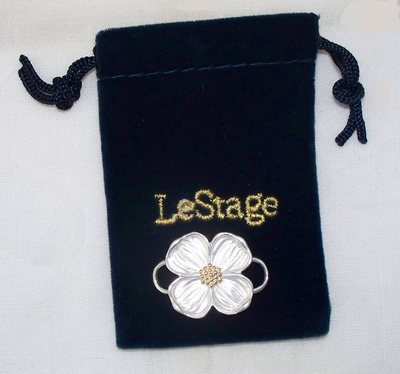 NEW 14K & 925 sterling silver LeStage Dogwood Convertible clasp, flower made USA
