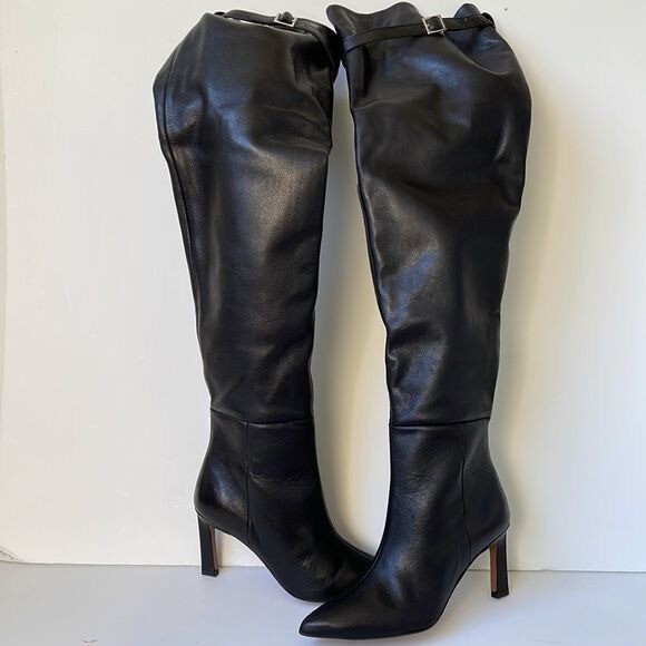 ASOS DESIGN Kenzie premium leather mid-heeled over the knee boots