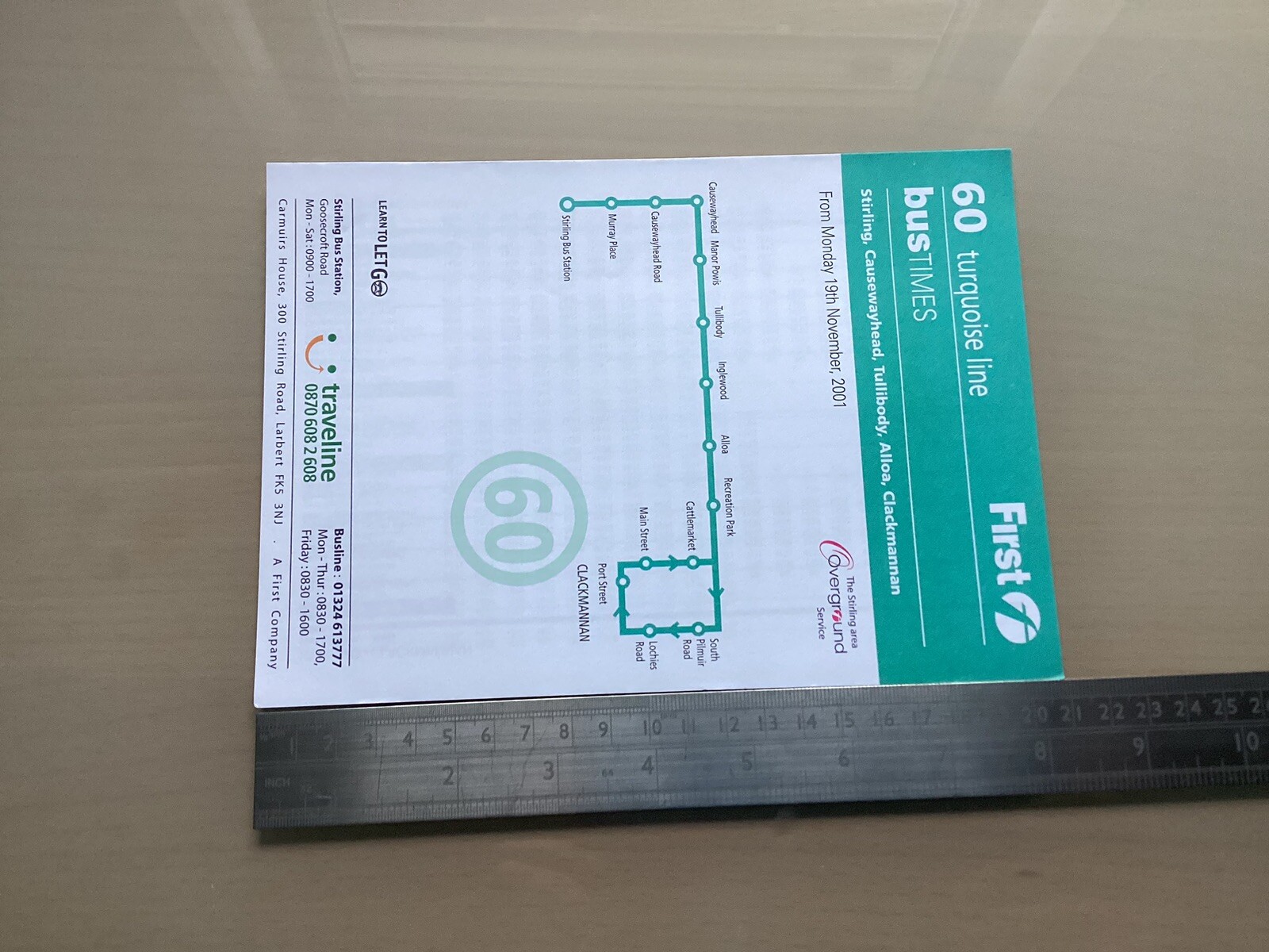 First Stirling Scottish Bus Group Route 60 Timetable November 2001