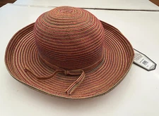 Sun ‘n’ Sand NWTHeadwear One Size Reds YellowsTweed Braid Kettle Brim Summer Hat