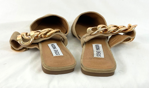 Mujer Steve Madden Sandalias Talla 5.5M Beige Slip-on Cierre Puntera Tacón Abierto Acolchado - Imagen 5 de 6