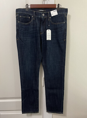 Express Premium Original Soft Cotton Denim Jeans Skinny 33x30 Dark Indigo Rinse