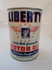 Vintage Liberty Motor Oil One Quart Can 2000 Mile Guarantee Philadelphia! 