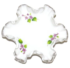 Fenton Silver Crest Violets 6 inch Candy Dish