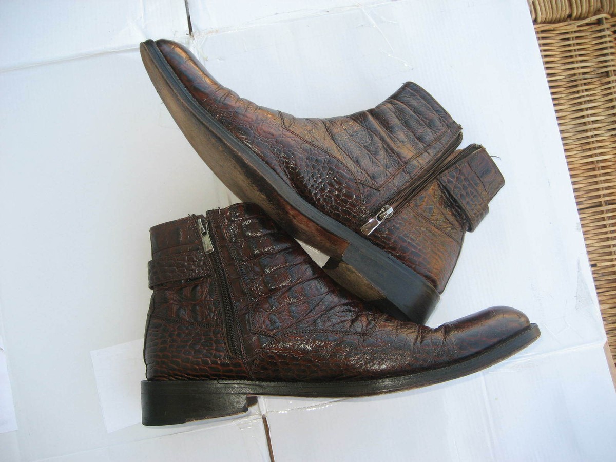 JM Weston Mens Dark Brown Alligator / Crocodile Leather Boots