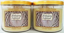 Bath Body Works White Barn MAHOGANY TEAKWOOD 3 Wick Candle, 14.5 oz., NEW x 2