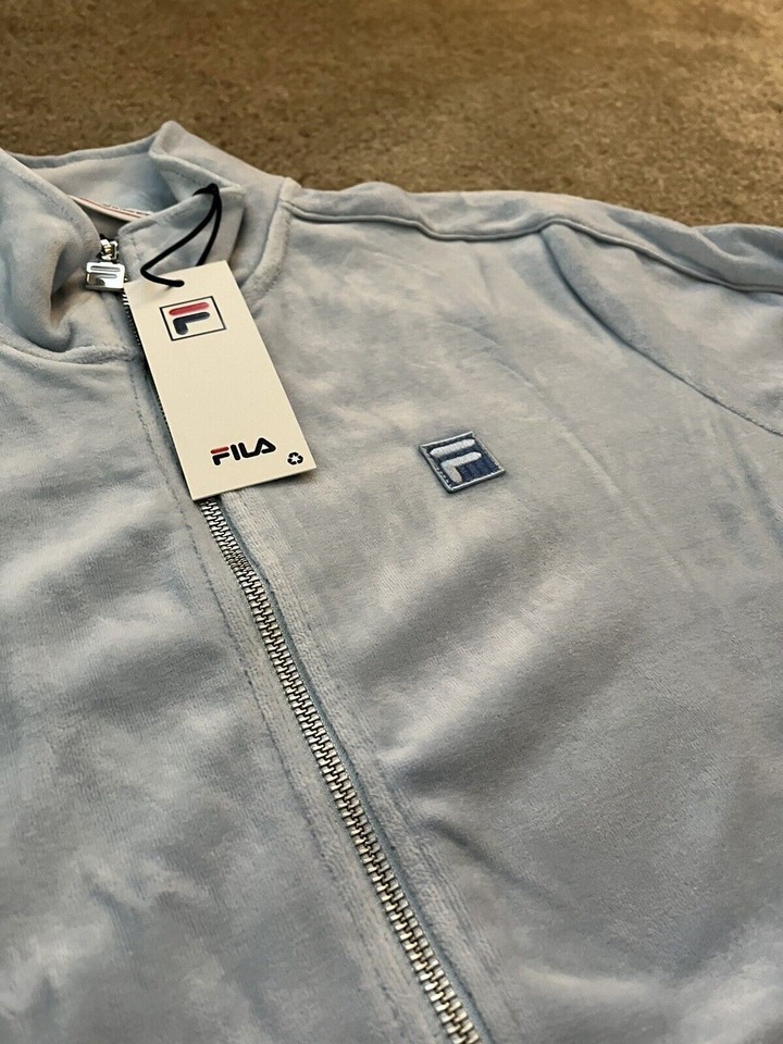 Fila Mens Velour Tracksuit Sweatsuit Solid Baby Blue Velvet Sz M L XL