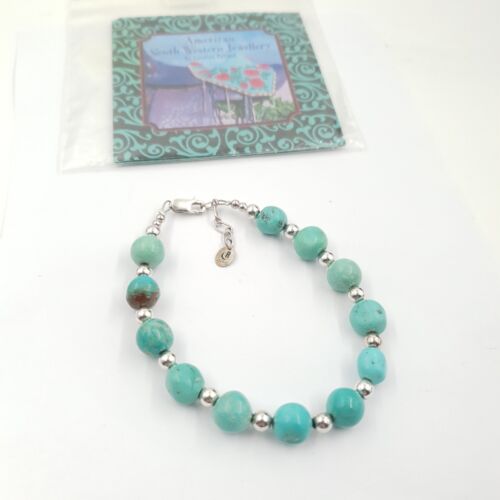 Carolyn Pollack Sterling Silver Turquoise Bracelet. South Western Jewellery  - Afbeelding 1 van 9