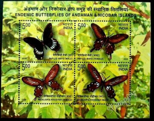 *FREE SHIP India Butterflies 2008 Insect Flora Fauna (miniature sheet) MNH - Picture 1 of 5