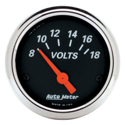 AutoMeter GAUGE, VOLTMETER, 2 1/16'' , 18V, ELEC, DESIGNER BLACK*2-1/16 in. VOLTM