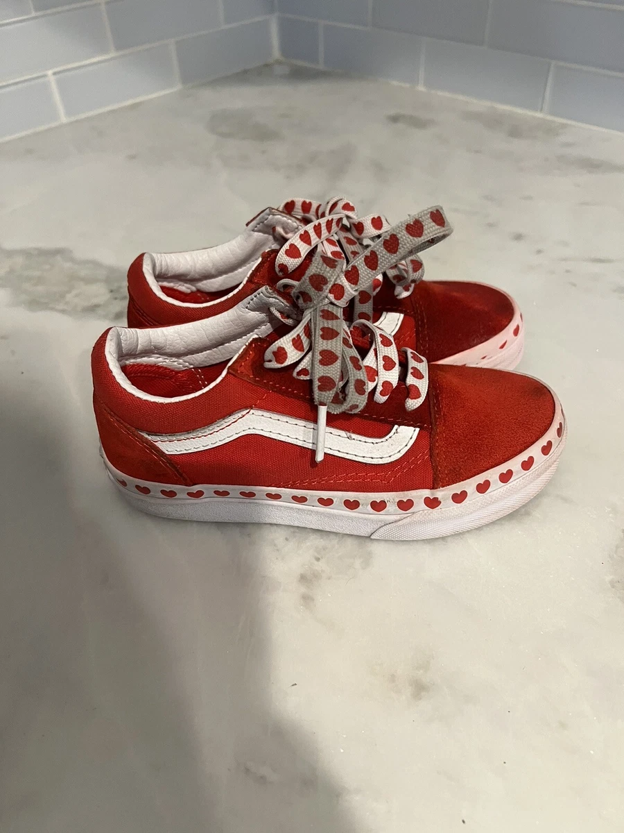 Vans Skool Red White Hearts Shoes US Kids Youth Girls Valentine's Day eBay