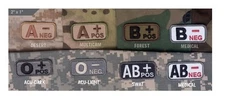 Milspec Monkey MSM Blood Type Medical Patches - Choose Color and Type Below -NEW
