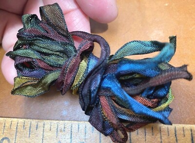 curly ribbon 1/4'' rayon black edge 3yds hickory made in USA