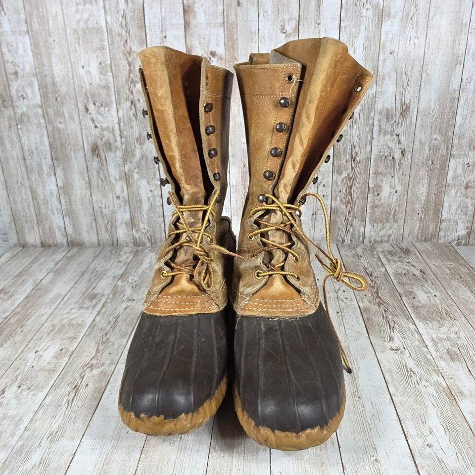 LL Bean Maine Hunting Boots Duck Boots Leather Tall Lace Up Mens Size 6 - Image 4 of 4