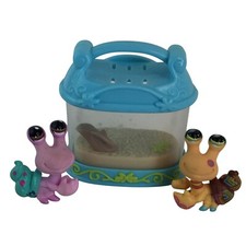 Littlest Pet Shop LPS Pink Hermit Crab 1403  Brown 1008 with Terrarium