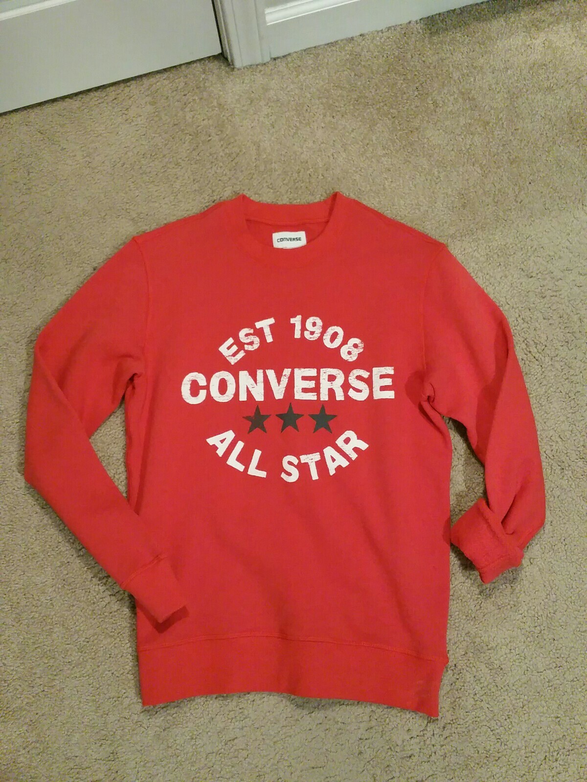 Converse All-Star 1908 Pullover Crewneck Fleece Sweatshirt. Red. Mens Small  S | eBay