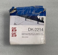 BROTHER DK-2214 CONTINUOUS LENGTH PAPER TAPE BLACK WHITE 12MM X 30.4MM GENUINE