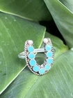 Vintage Zuni Turquoise Sterling Silver Lucky Horseshoe Ring, Size 6