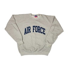 Vintage Champion Sweatshirt AIR FORCE Large Grey Crew Neck Retro USAF