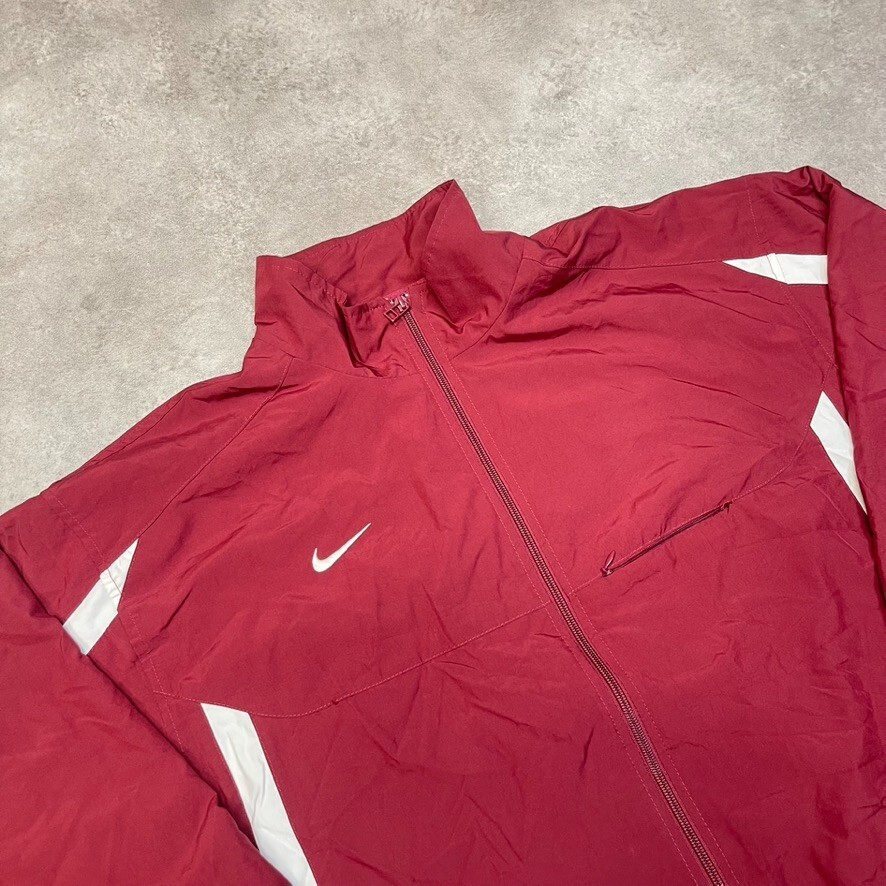 Nike Track Jacket Mens Y2K Vintage Small Swoosh WindBreaker Full-Zip Coat Red XL image 3
