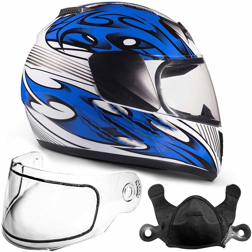 Snowmobile Helmet Youth Kids Blue DOT Sledding Snow Machine