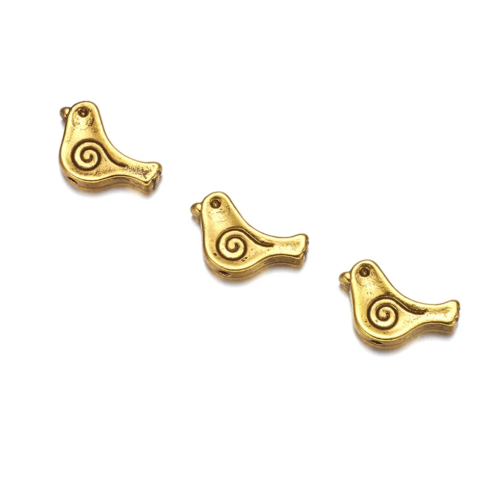 20x Cuentas de metal de pájaro tallado de aleación tibetana oro antiguo espaciador suelto artesanía 9x15 mm Foto 3 de 4