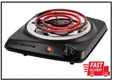 6 in. Black Single Coil Burner Hot Plate - Portable Electric Stove for Cooking