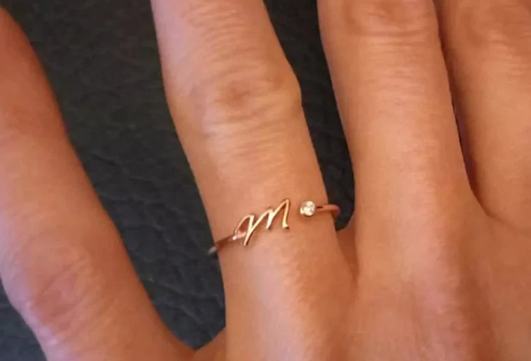 Diamond M Name Ring 925 Sterling Silver Ring Anniversary Gift