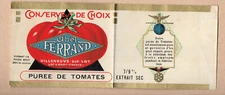 advertising old Villeneve papers/lot label FERRAND tomato puree P39665
