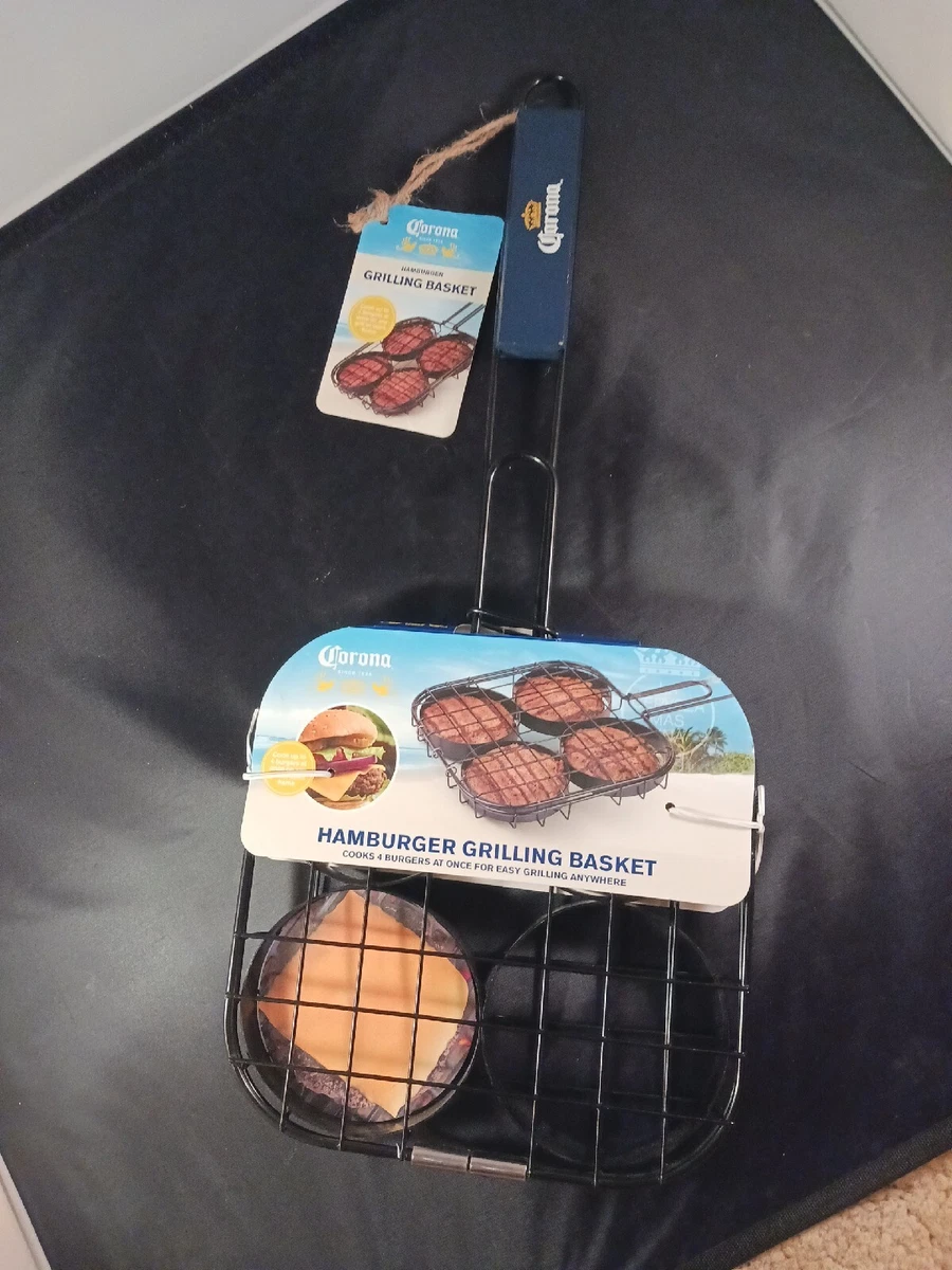 Corona Hamburger BBQ Grill Rack Cooks 4 Burgers 19.5 w Wood