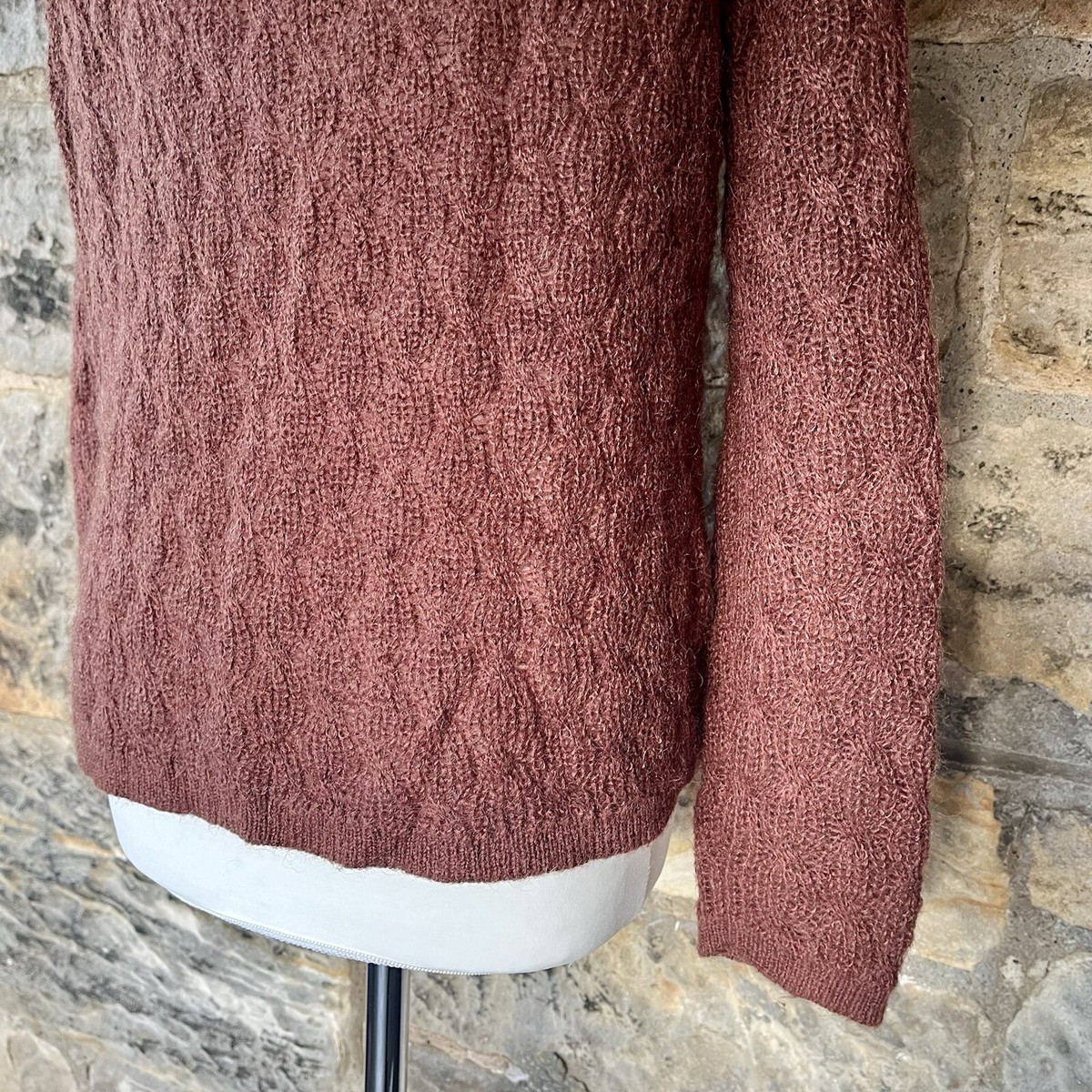 美品✨Sézane×Manoush フリルデザイン ウールニット XS ブラウン 特価wikl fable ショート丈ブラウンニット XSサイズ デザインが
