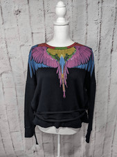 Marcelo Burlon Colorful Wings Black Sweatshirt Oversized Pullover Sz XS