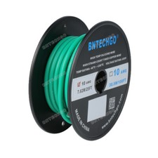 10 Gauge Flexible Silicone Wire Green 25 ft 600V 200 deg C Tinned Copper Wire