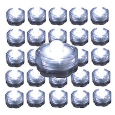 QTY 24 WHITE LED Submersible Underwater Tea lights TeaLight Flameless US Shipper