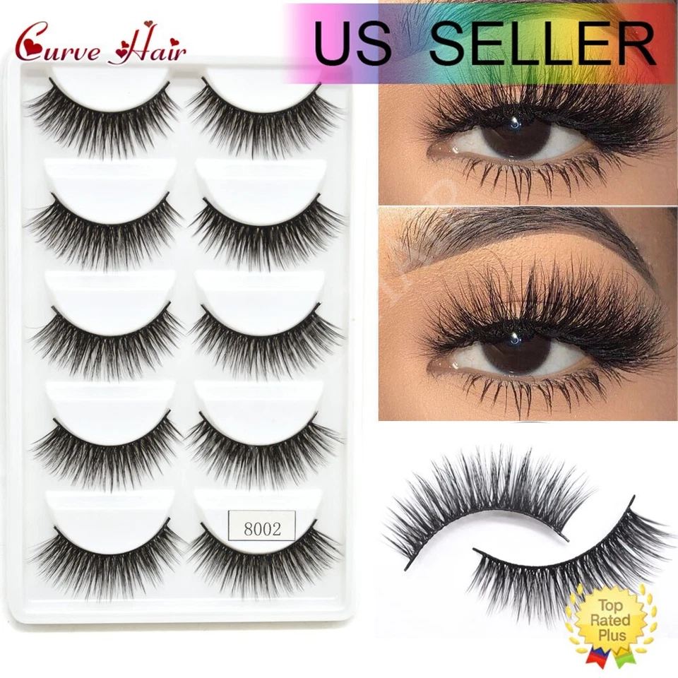 5 pares de pestañas 3D pestañas postizas visón Wispy Cross extensiones de pestañas largas gruesas Foto 4 de 4