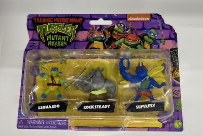 TMNT Mutant Mayhem Turtles Mini Pack 2023 Set of 3 Leonardo Rocksteady Superfly