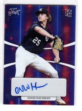 2022 Leaf Just Minors Perfect Game Adam Hachman Red Blue Stars Auto RC 1/1