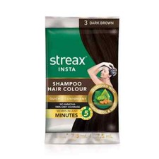 Streax Insta Shampoo Hair Colour, Dark Brown, 18 ml Pack of 5, 10, 15 
