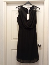 Marisota Black Sleeveless Sequin Shoulder Evening/Party Dress Size 14 New