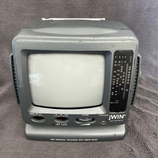 jWIN JV-TV1010 5 Black White TV AM/FM Radio Portable Unit VHF UHF No Cord