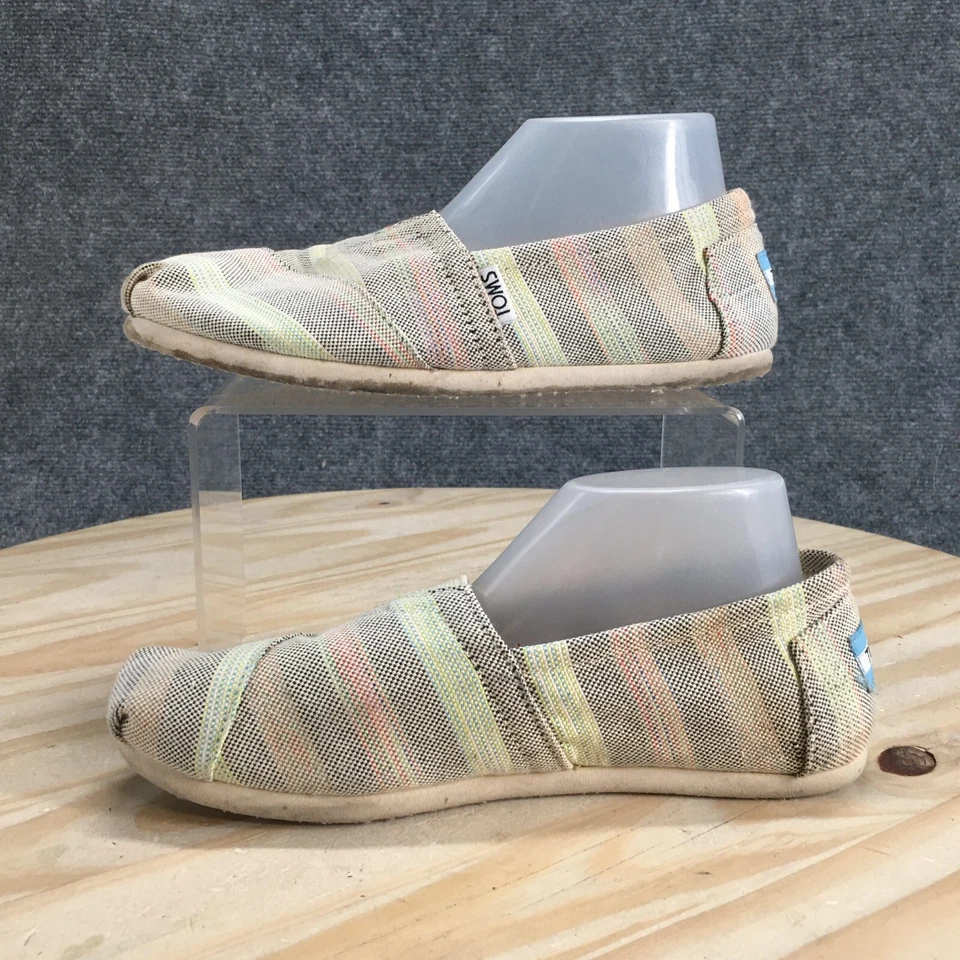 Toms Zapatos Mujer 6 Zapatillas Sin Cordones Multicolor Rayas Punta Redonda Parte Superior Baja Informales Foto 2 de 4